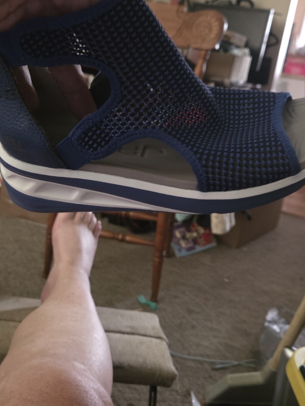 Women's Navy Mesh Slip-On Sport Sandal.